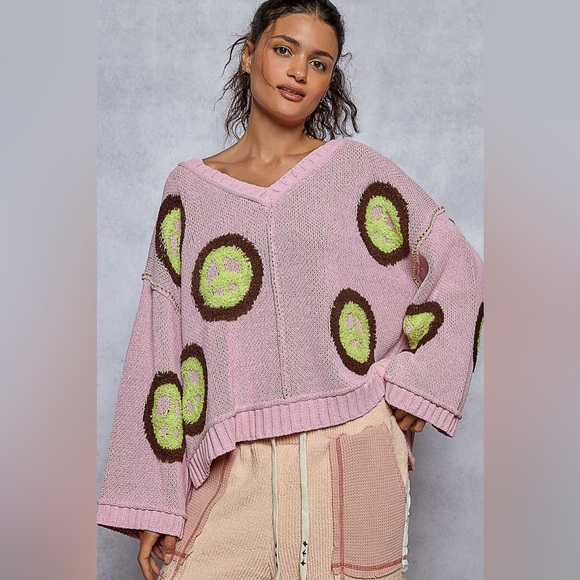 #242 Price Firm 🌸New! Pol Oversized Peace Sweater - Picture 1 of 4
